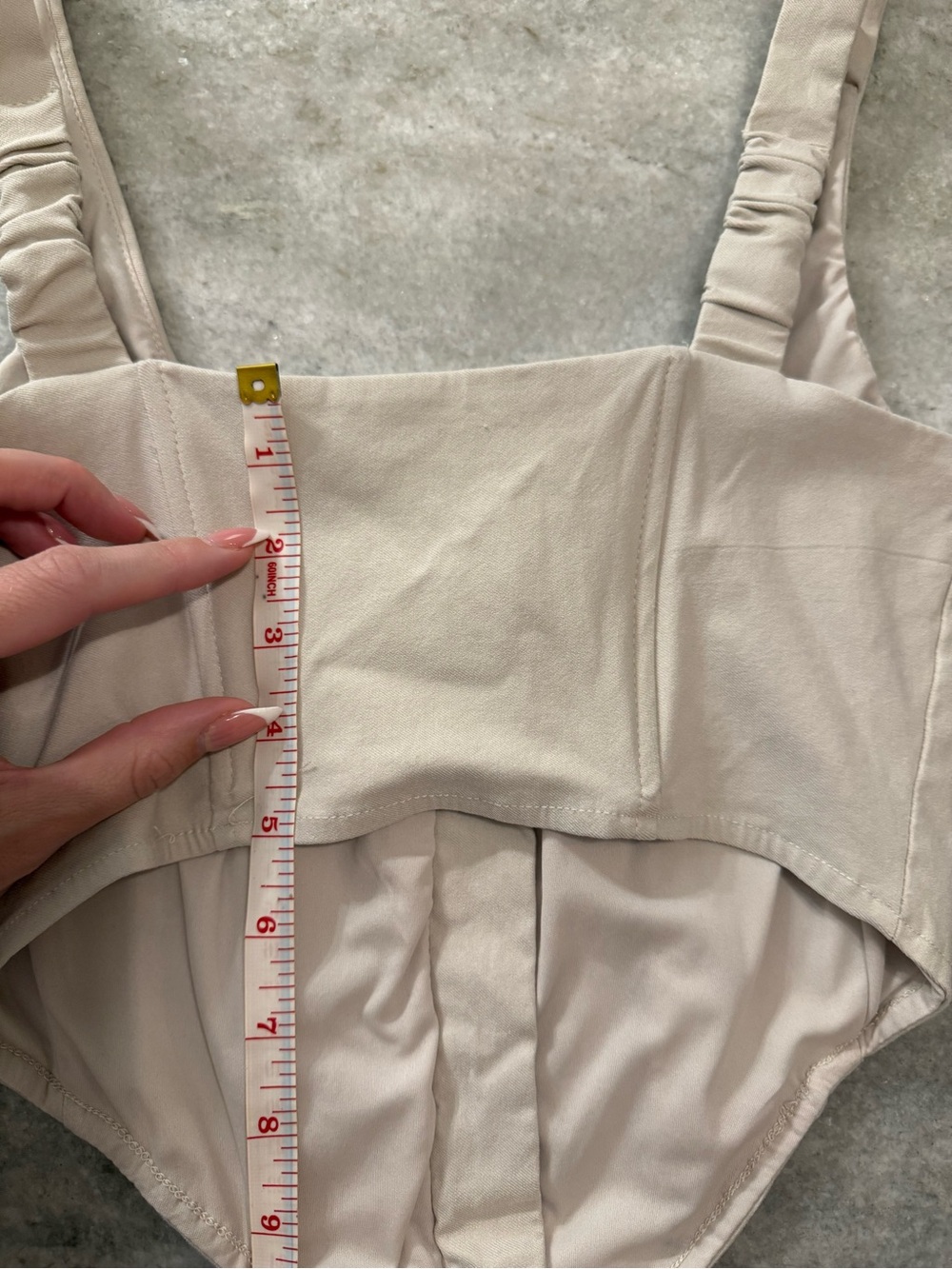 Garage bone coloured hook and eye front closure corset crop top - Picture 5 of 8
